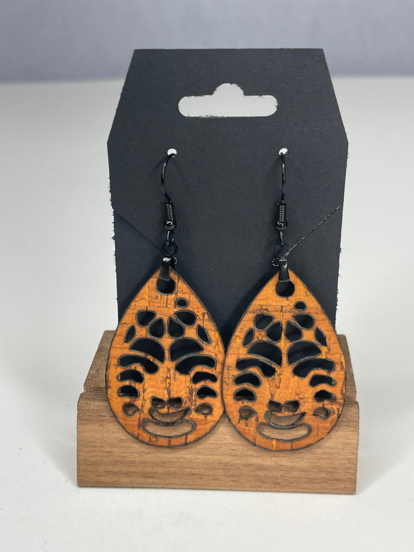 Orange cork dangle earring